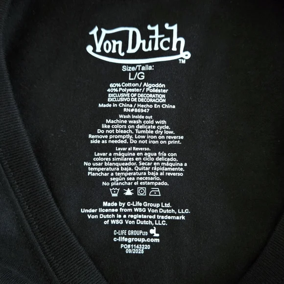 Von Dutch Black🖤 Graphic Tee👕 with White Logo - NWT - Picture 5 of 14